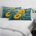 thumbnail image 4 of Sunflowers Queen Size Pillow Cover,Pillowcase Protectors with Zipper,Breathable Decorative Throw Pillow Case Cover,Farmhouse Retro Botanical Floral Wooden Grain Pillow Shams for Couch Sofa 20x30Inch, 4 of 8