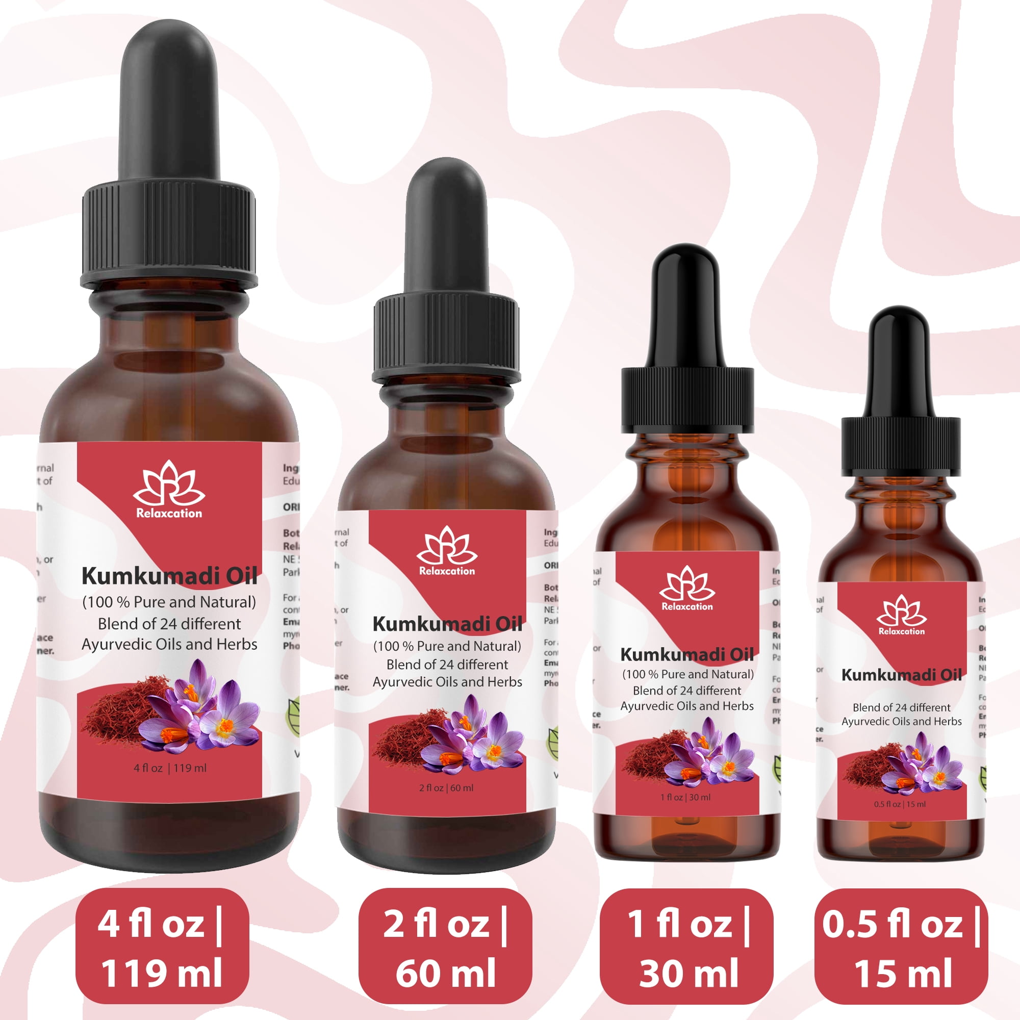 Kumkumadi Oil – Traditional Ayurvedic Facial Oil for Radiant-Looking Skin, Botanical Blend with Saffron, 0.5 fl oz by Relaxcation