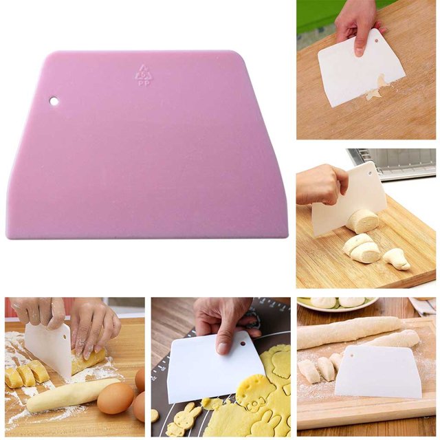 VONKY 2 Pieces Cream Scrapers Butter Decoration Accessories Dough Spatula Multi-duty Baking Chopper for Kitchen Household Shop Pink