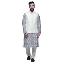 Atasi Indian Kurta Pyjama Jacket Set For Men Printed Classic Casual Clothing