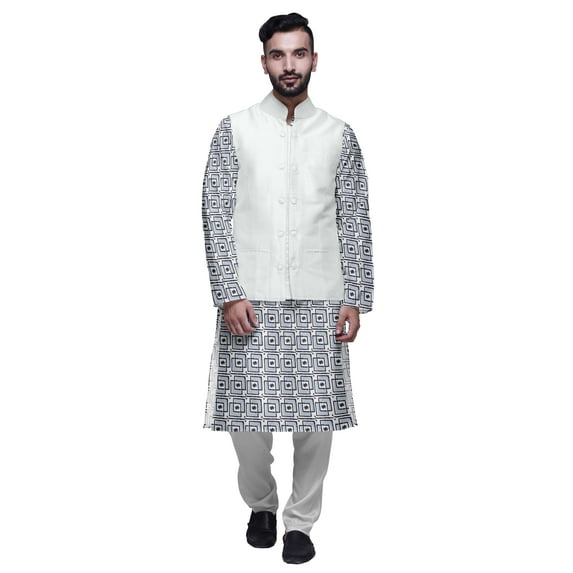 Atasi Printed Long Sleeve Classic Ethnic Kurta Pyjama Set For Mens Casual Wear