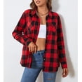 thumbnail image 2 of Alex Vando Plaid Flannel Shirts for Women Long Sleeve, Oversized Womens Casual Flannel Button Down Shirts Blouses Tops,RedBlack XXL, 2 of 6