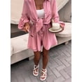 thumbnail image 6 of 2 Piece Sets for Women Matching Two Piece Fashion Oversized Shirts and Shorts Spring Outfit Pink M, 6 of 8