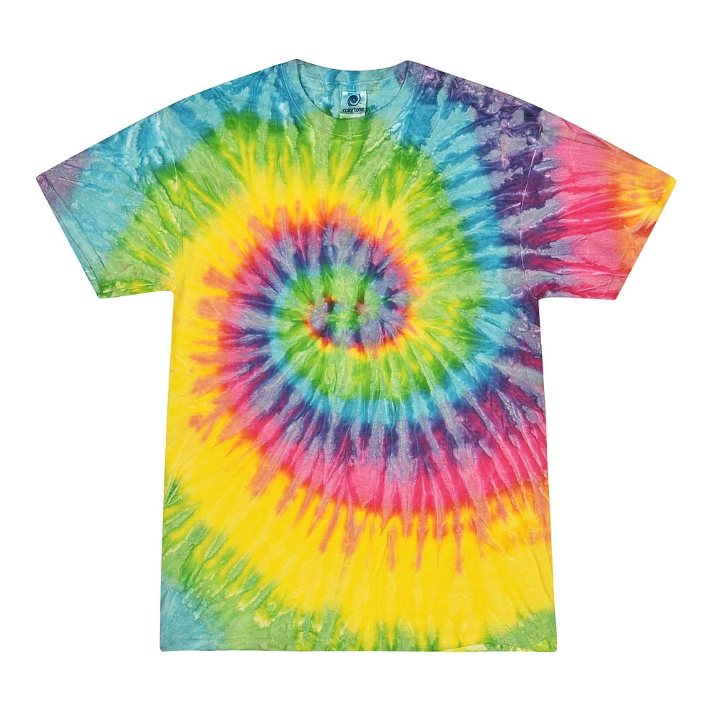 Colortone Tie Dye T-Shirts Rainbow Adult Sizes, Men 100% Cotton