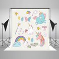thumbnail image 1 of EREHome Polyester Fabric 5x7ft Cartoon Unicorn Baby Birthday Party Decorations Photo Studio Background Photography Booth Backdrop, 1 of 2