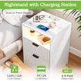 thumbnail image 5 of FANRAL Nightstand Set of 2,LED Nightstands with Charging Station,Fluted Design Bedside Table with RGB LED Lighting,Mid Century Modern Small Dresser with Storagee,White Night Stand, 5 of 7