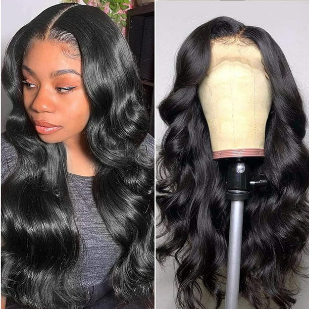 Lace Front Wigs Human Hair for Black Women Glueless Body Wave 4x4 Wigs 180%  Density Brazilian Unprocessed Virgin Human Hair Lace Closure Wigs Pre  Plucked with Baby Hair Natural Color (22inch) -