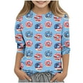 thumbnail image 2 of Jinhomg Kids Novelty Graphic Tees Trendy American Flag Patriotic Shirts Casual Comfy 3/4 Sleeve Crew Neck Tunic Blouses Blue 7 Years, 2 of 5