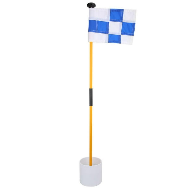 Herwey Golf Putting Green Amovible Flagpole Set Accessoire de Pratique avec Bleu Blanc Grille Drapeau