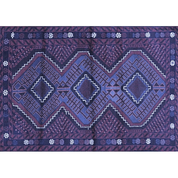 Ahgly Company Indoor Rectangle Oriental Blue Traditional Area Rugs, 2' x 5'