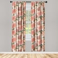 thumbnail image 3 of Ambesonne Spring Curtains, Nostalgic Peony Butterfly, Pair of 28"x95", Peach Coral Dark Green, 3 of 5