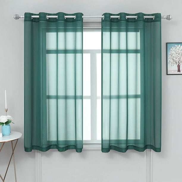 Sheer Window Curtains 54 Inch Ring Top Transpa Gauzy Voile Room Coverings Panels For Loft Kitchen Kids Wide Hunter Green 2 Com Sheer Window Curtains 54 Inch Ring, 54 Inch Wide Curtains