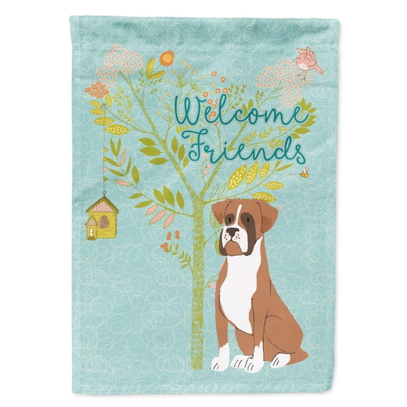 Carolines Treasures BB7582GF Welcome Friends Flashy Fawn Boxer Flag Garden Size  Small multicolor