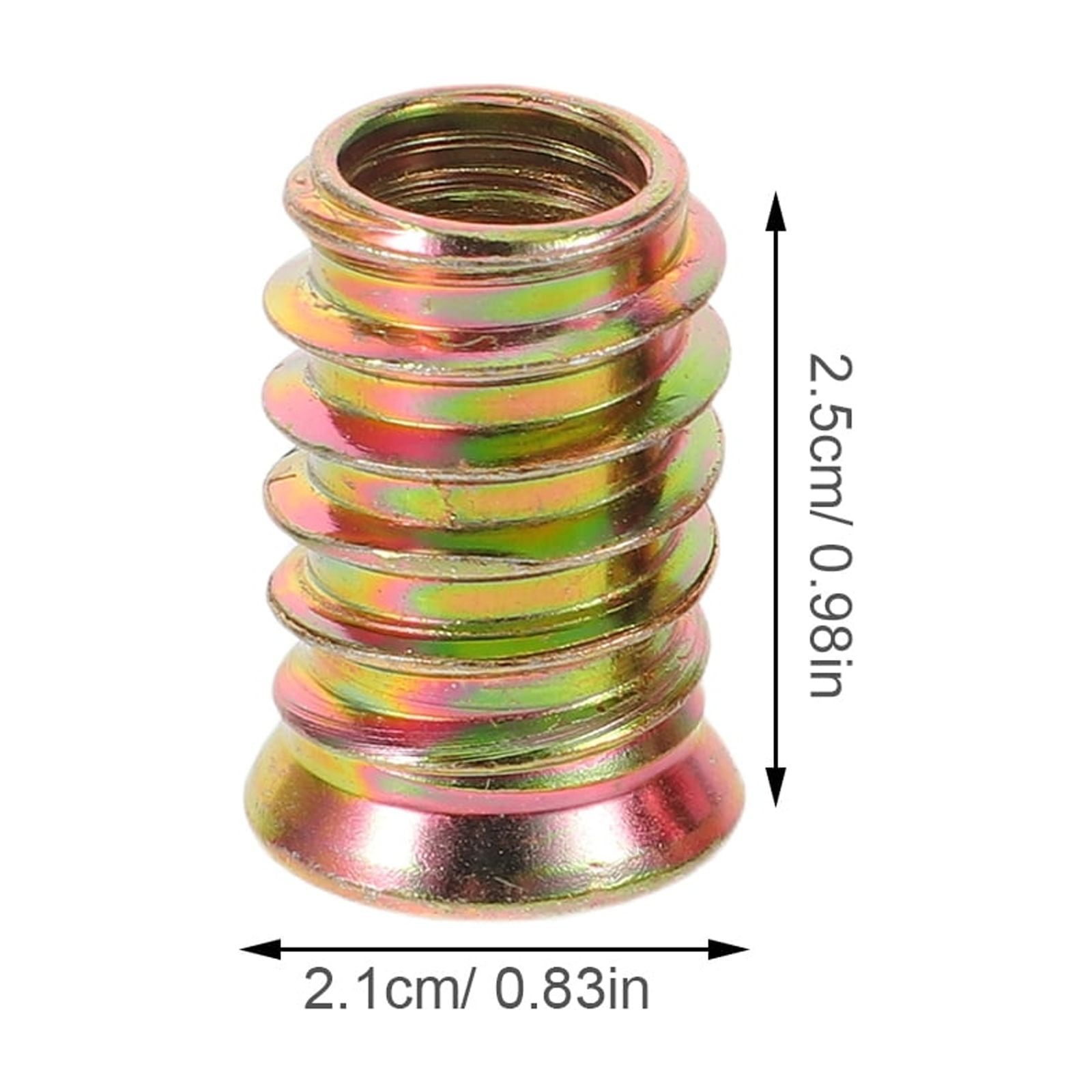 OUNONA 50Pcs Hex Socket Drive Thread Insert Nuts Golden Iron for Secure Indoor Outdoor Wood Fastening