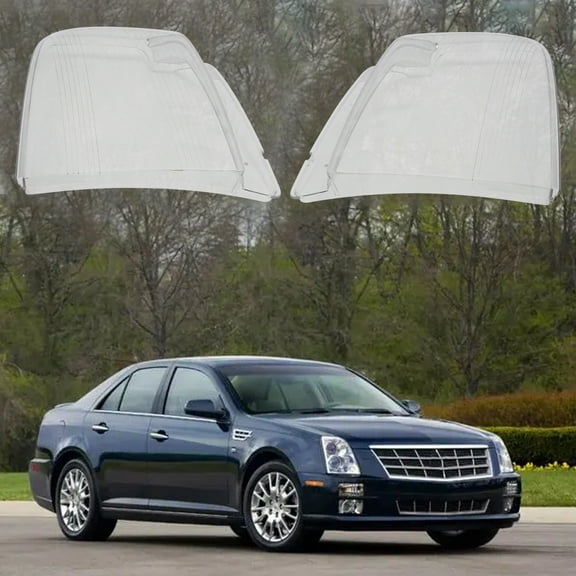 Cadillac STS 2005-2011 & STS-V 2006-2009 Headlight Lens Covers, Clear, PC Material, Left and Right Side, Easy Installation, Long-Lasting