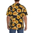 thumbnail image 3 of Pofeuu Black Marble Pattern Sunflower Print Mens Casual Short Sleeve Shirts Beach Summer Spread Collar Pocket Tops Men's Casual Short-sleeved Shirt-XX-Large, 3 of 5