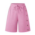 thumbnail image 6 of Women's Bermuda Long Shorts with Pockets High Waisted Stretch Knee Length Shorts Casual Beach Shorts with Pockets Side Button Walking Pants Vacation Wear, 6 of 7