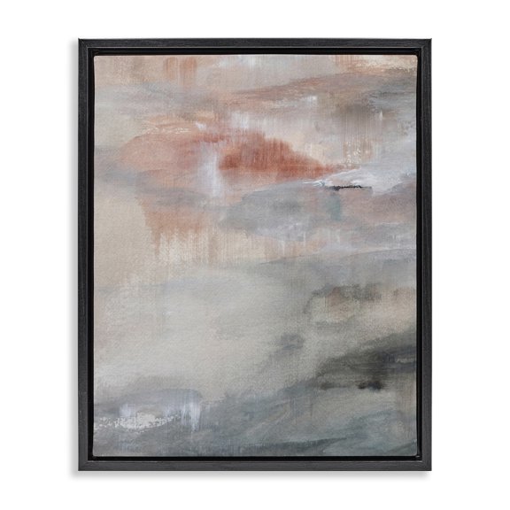 Stupell Industries Contemporary Sunswept Neutral Abstraction Black Floating Frame Canvas Art, 17 x 21, by Hope Bainbridge