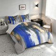 thumbnail image 2 of Manfei Contemporary Abstract Brush Twin Bedding, Blue Black Gold Ombre Bedding Comforter Set, Gray Reversible 7 Pieces, 2 of 6