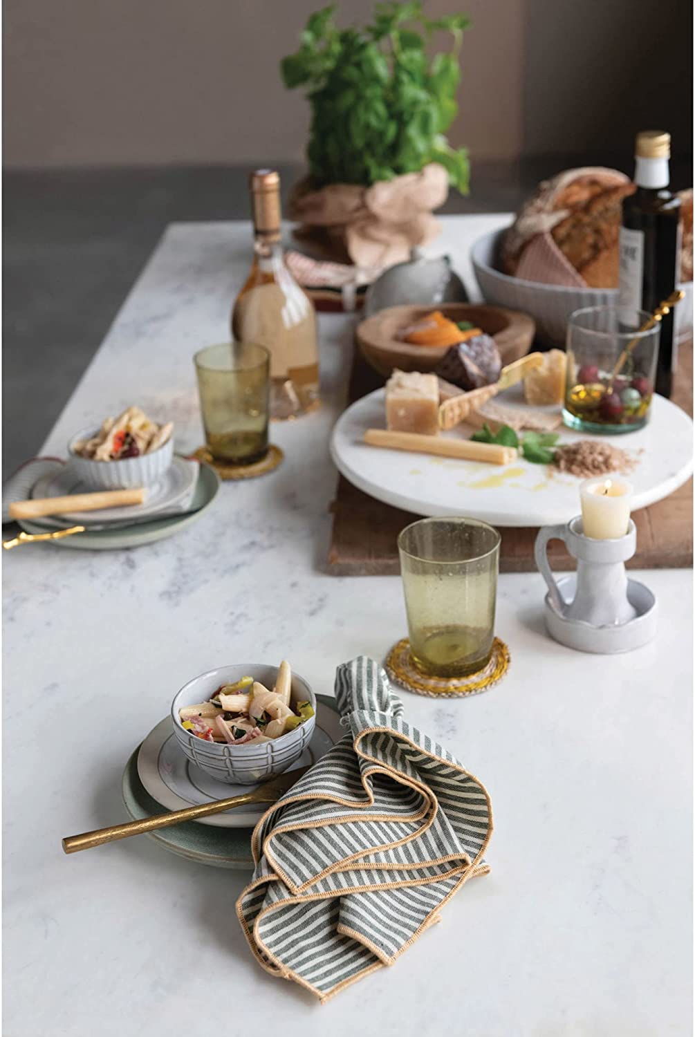 Creative Co-Op Debossed Stoneware Bowl, White, 4 Styles