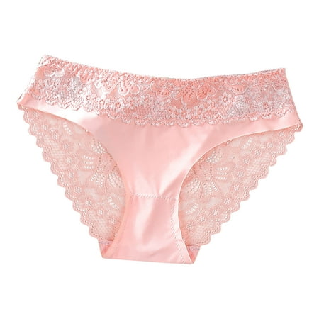 

Odeerbi Rollback Womens Underwear Seamless Briefs Erogenous Lace Lingerie Thongs Panties Hollow Out Underwear Pink