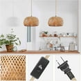 thumbnail image 7 of IC Farmhouse Plug in Pendant Light Fixture, E26 Bamboo Lampshade Rattan Round Cage Hanging Ceiling Lamp with Hemp Rope Cord for Home Decor Living Room Bedroom Kitchen Bar, 7 of 7