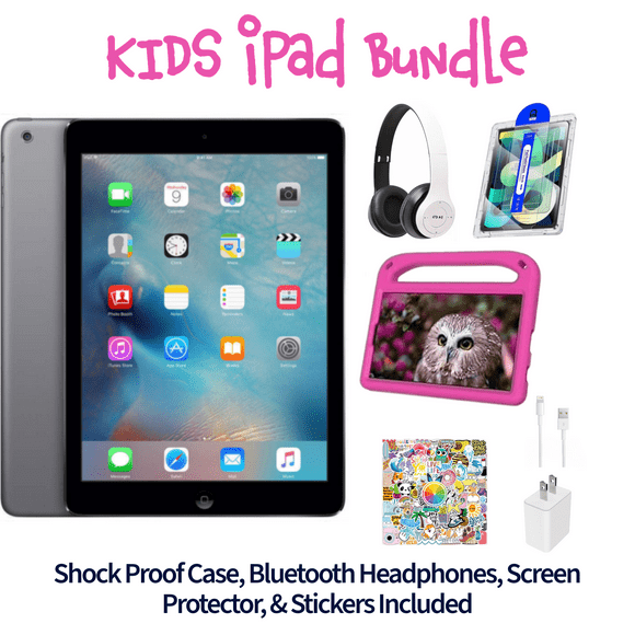 Restored Apple iPad Air (1st Gen) Kid's Bundle - 9.7" 16GB Space Gray (Wi-Fi) - Magnetic Smart Case, Wireless Earbuds, Stylus, Screen Protector, and Charger Included (Refurbished)