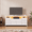 White, variant on 10 Drawer Dresser TV Stand for 65 70 75 Inch Tv, Fabric Chest of Drawers with LED Lights & Power Outlets, with Open Shelves & Storage, for Bedroom, Closet