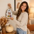 thumbnail image 5 of Kieccall Halloween Ghost Wooden Picture Frame Cute Spooky Shape, Ghost Shaped Photo Frame with Stand and Hanging Rope, Tabletop Ornament Wall Hanging Decor for Halloween Party Home, 5 of 6