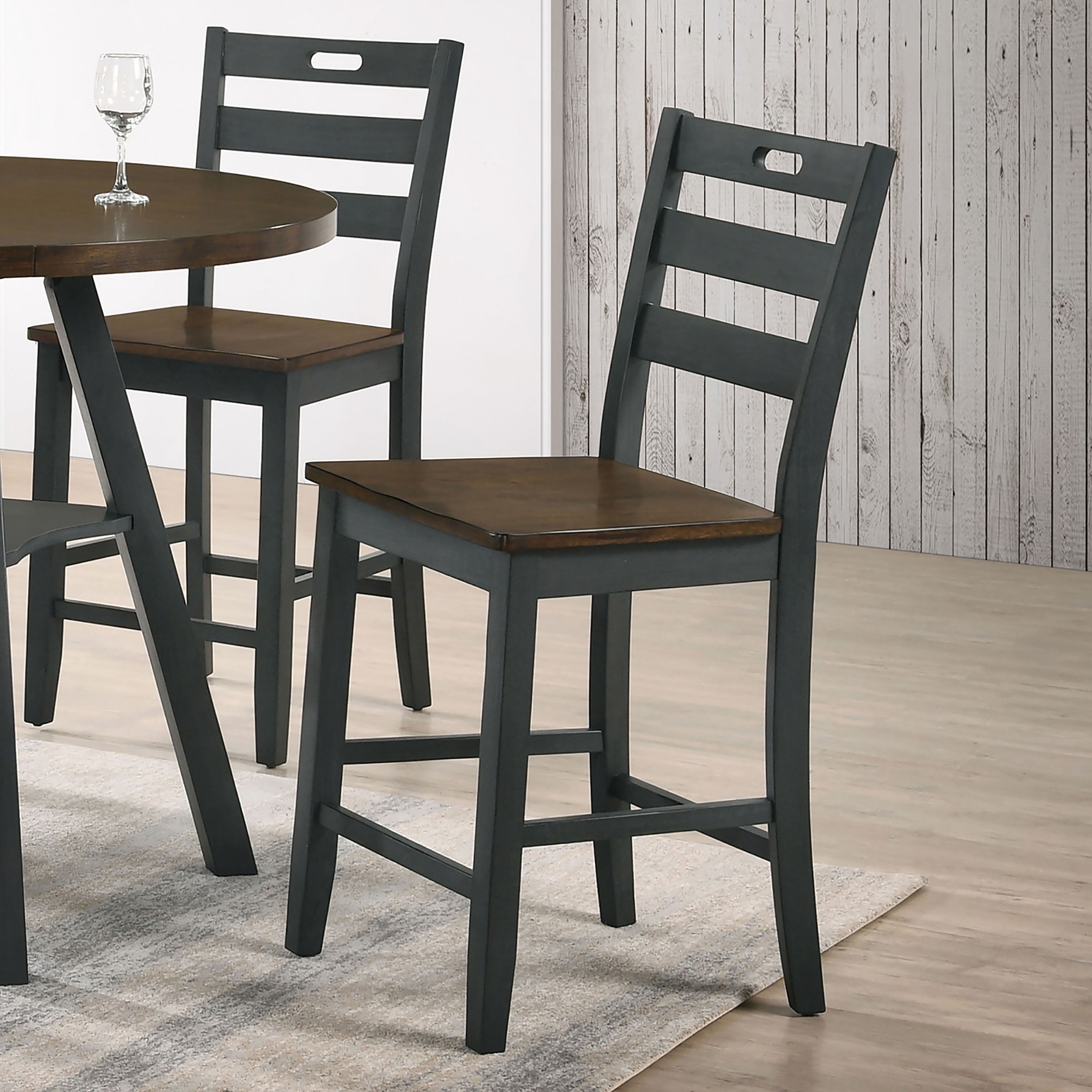 Furniture of America Donia Wood Counter Chair- Set of 2, Antique Gray