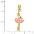 thumbnail image 3 of 14k Yellow Gold Pink Enameled Ballerina Pendant, 3 of 4