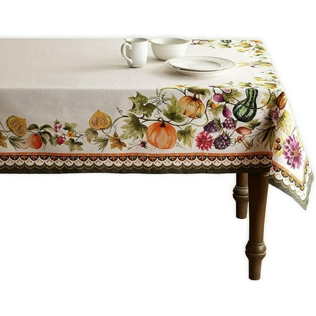 

Pumpkin Patch-Cloudy Cream 100% Cotton Tablecloth for Rectangular Tables Kitchen Tablecloth for Party Wedding Thanksgiving/Christmas Table Covering (60 X108 )