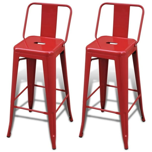 Bar Stools 2 pcs Square Red