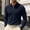 Blue, variant on Men's Solid Color Waffle Knit Quarter Zip Pullover Long Sleeve Polo Sweater Slim Fit Casual Tops, L
