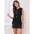 thumbnail image 2 of DARING DIVA Women's Work Sleeveless Button Down Blazer Waistcoat S Black, 2 of 7