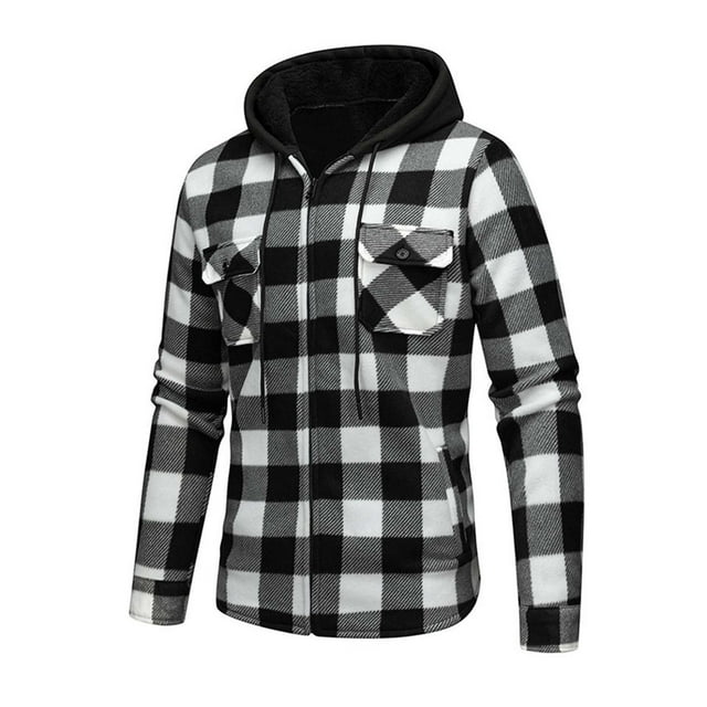 Chemise à Carreaux Homme à la Mode Chemise à Capuche en Molleton à Carreaux pour Homme Décontractée Patchwork avec Doubles Poches Chemises en Molleton pour Homme