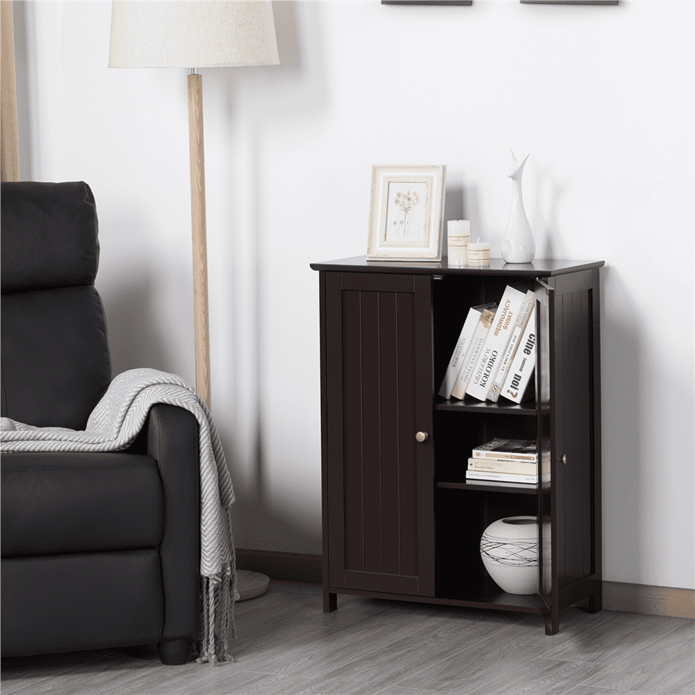 Alden Design Contemporary Storage Cabinet with 2 Doors and 2 Adjustable Shelves, Espresso