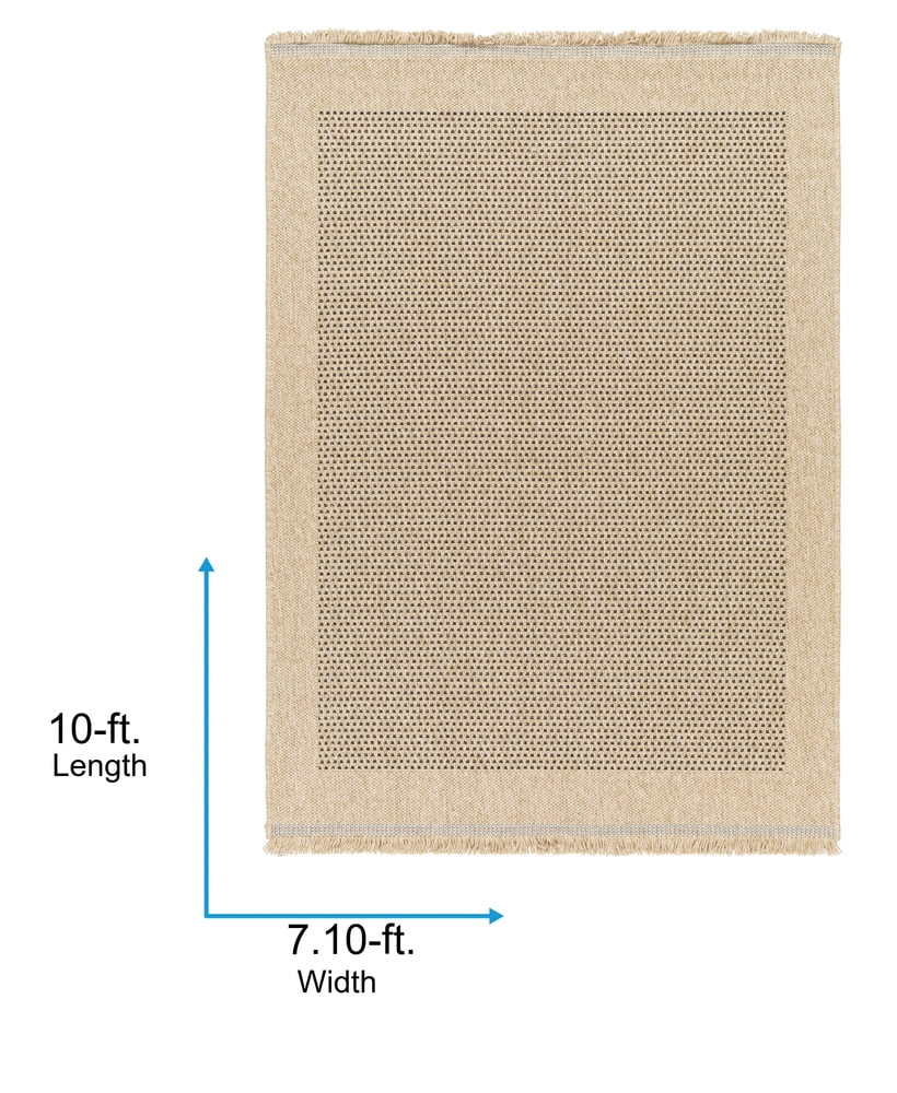 Livabliss Outdoor Rugs, 8x10 Mirage Cottage Tan Area Rug for Patio, Porch, Deck, Backyard, Waterproof Indoor Outdoor Carpet (7'10" x 10')