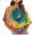 thumbnail image 1 of Posijego T-Shirts Teinture sur Nœuds Graphiques pour Femmes Été Décontracté Col Rond Manches Courtes Crop Tops, 1 of 6