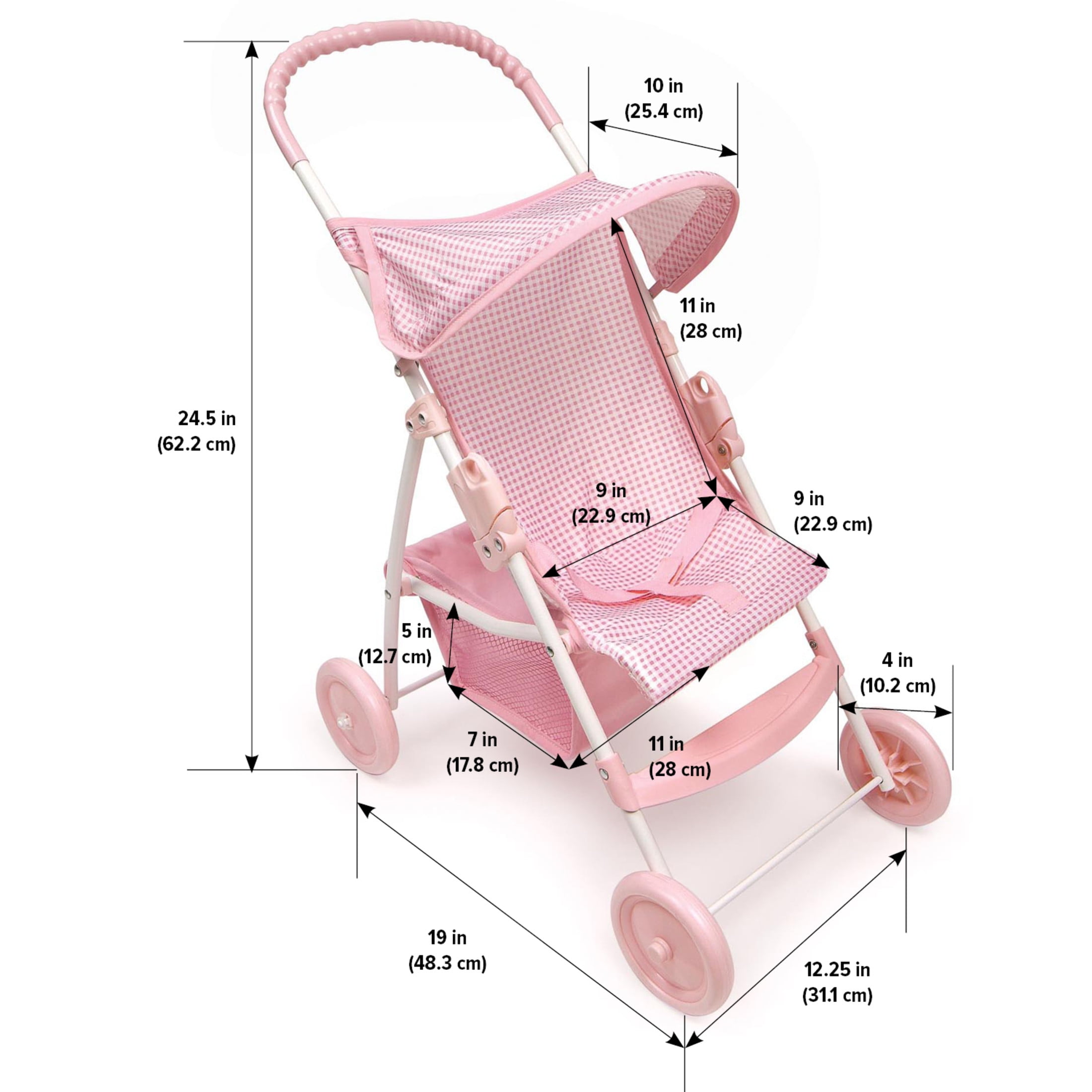 Folding Doll Umbrella Stroller - Pink/Gingham