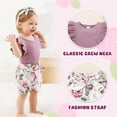 thumbnail image 3 of Younger Tree Toddler Baby Girl Summer Short Sleeve Romper Shorts Headband Clothes Outfits Set for 0-3 Months, 3 of 7