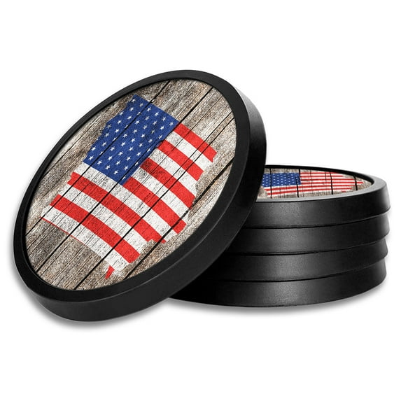 Silicone Non-Slip Drink Coasters with Removable Printed Absorbent Felt Pad - Set of 4 - Iowa Map