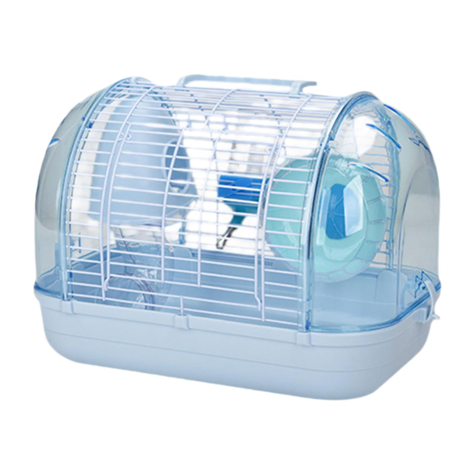TOOYFUL Pet Carrier, Small Animal Carry Cage, Hamster Habitat, Clear Portable Hamster Cage Chinchilla House for Mice Guinea Pigs Rats Blue