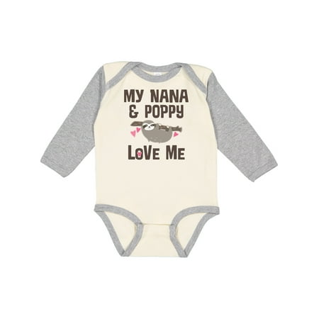 

Inktastic Nana and Poppy Love Me Sloth Gift Baby Girl Long Sleeve Bodysuit