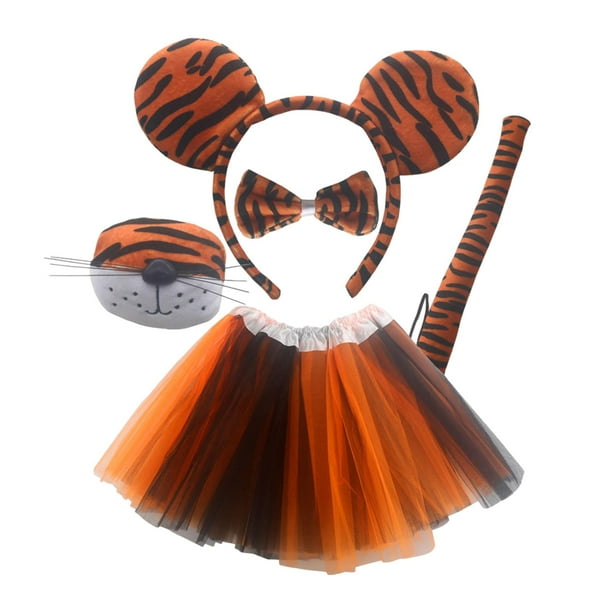 Conjunto de disfraz de tigre, aro para el pelo, accesorios para fotos, diadema con orejas para Cosplay, fiestas temáticas de animales de carnaval, oreja redonda con vestido Salvador Traje de tigre
