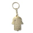 thumbnail image 2 of Blue Gold-Tone Mazal Good Luck Hamsa Hand Key Chain Keychain with Traveler's Prayer in Hebrew, 2", 2 of 2