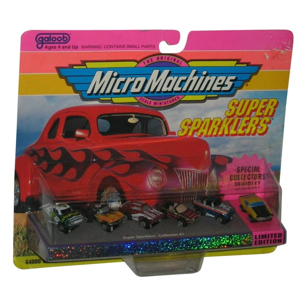 Micro Machines Super Sparklers Collection 1 (1992) Galoob Toy Car Set