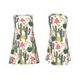 thumbnail image 3 of Bixox Summer Cactus With Blooming Print Women's Sleeveless A-Line Dress with Pockets, Casual Knee-Length Tank Dress for Summer-XX-Large, 3 of 7