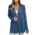 thumbnail image 2 of Cardigan Sweaters for Women 2025 Long Sleeve V-Neck Button Cable Knit Sweater Jacket Coat Womens Cardigan Sweaters, 2 of 8