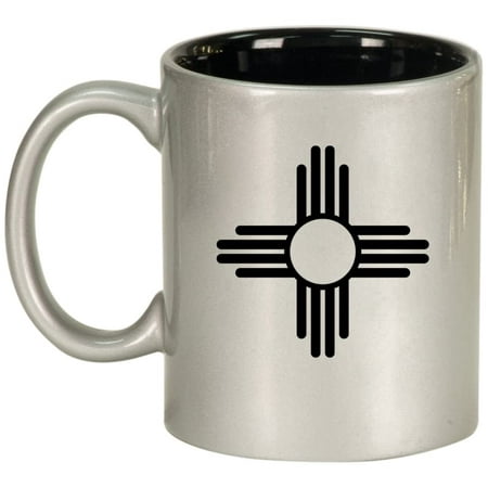 

New Mexico Sun Symbol Ceramic Coffee Mug Tea Cup Gift (11oz Silver)